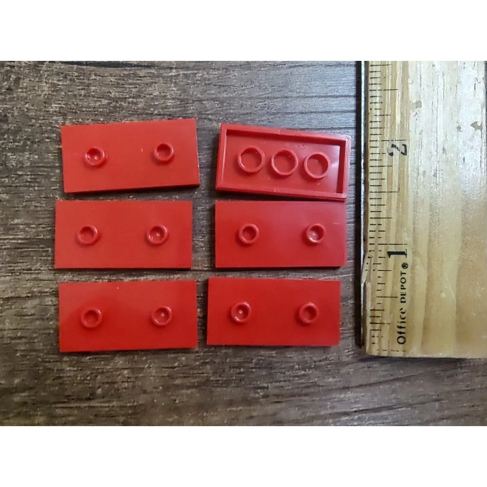 LEGO Parts - Red Plate 2 x 4 with 2 Studs (Double Jumper) - No 65509 - QTY 6